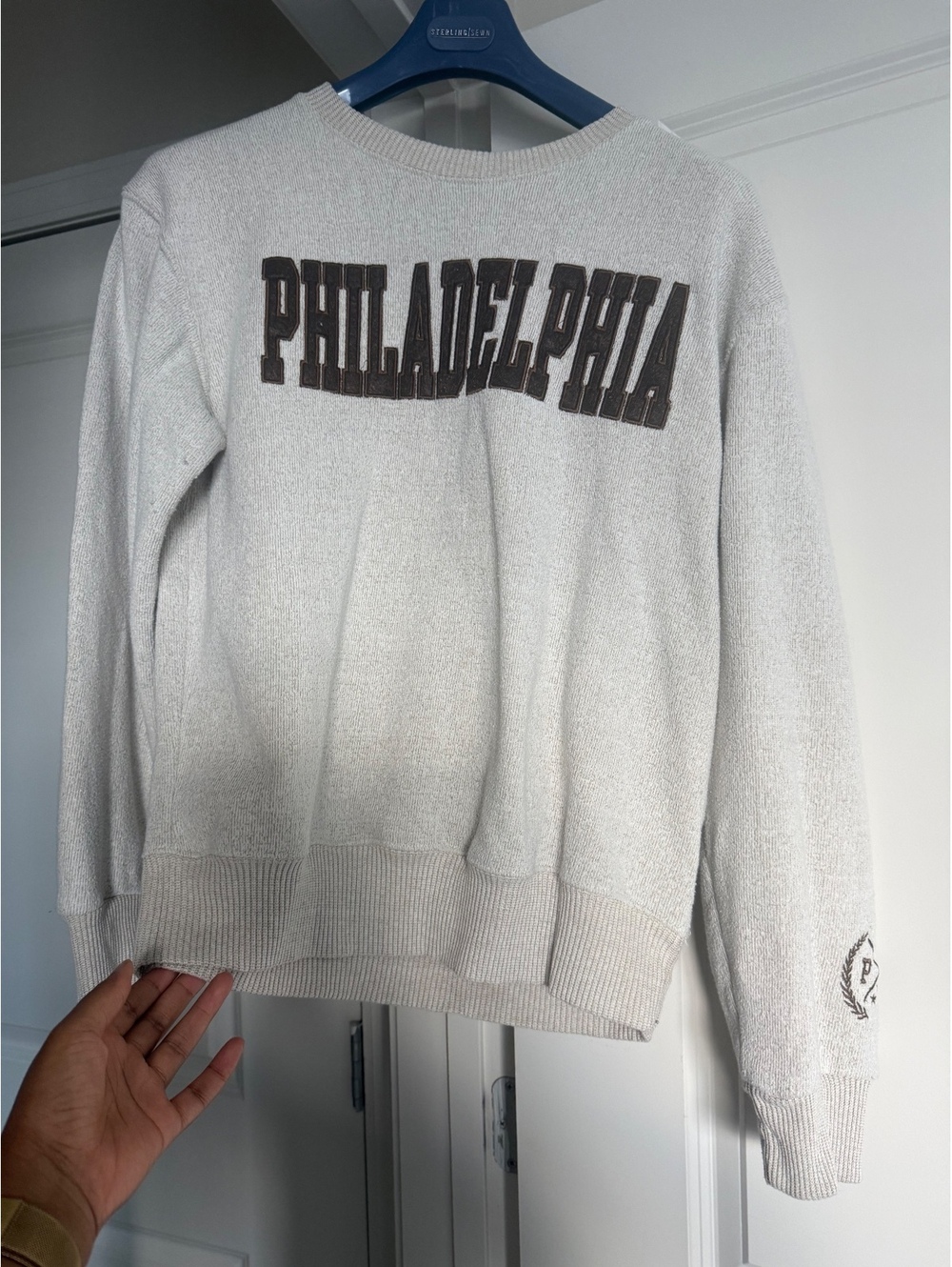 New York Popular Philadelphia Crewneck Sweatshirt Beige Cotton Blend Size L